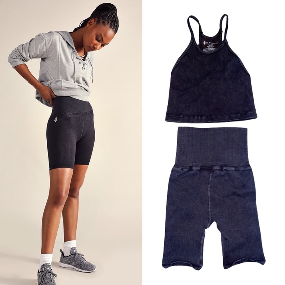 Free People Pants - NEW Free People Happiness Runs Long Crop & Biker Short Set